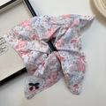 Floral scrunchie with rabbit patterns and lace heart cherry embroidery detail - Cherry Bow Floral Style