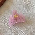 Pinza per capelli geometrica rosa opaco con dettaglio lettera MIN in metallo oro - Rosa Viola