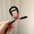 Pinza de pelo negra estilo francés con detalle rosa y diseño de lazo plateado fino - Rosa