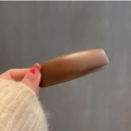 Elegant minimalist milk tea brown leather headband with a soft textured finish for women - Thick Leather Style (B-1231) / Brown