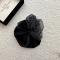 Chouchou en velours noir et organza orné de petits strass brillants élégants - Patchwork Velours Organza Noir (D-4787-2)
