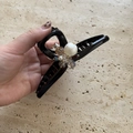Elegant pearl and crystal hair claw clip with handmade beaded design on a black clamp - Large Style (D-5629-1)