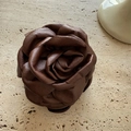 Elegantly crafted dark brown leather camellia flower hair clip with realistic textures - 3D Camellia Style / Brown
