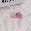 Pinza para el pelo rosa con perla blanca y flor para un peinado elegante - Decoración de Flores Rosadas y Perlas (B-2735-1)