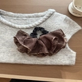 Elastico per capelli oversize in chiffon con stampa floreale marrone elegante - Caffè Scuro