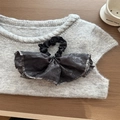Elastico per capelli grande in pizzo e raso grigio scuro effetto marmo - grigio scuro