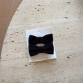 Pair of elegant black velvet bow hair clips displayed on a white Korean brand card - Black (D-5674-5)