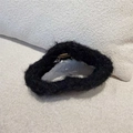 Elegant black plush heart-shaped hair claw clip with a soft faux fur texture for women - Black Cloud Shape (D-5650-1)
