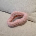 Sweet pink plush hair claw clip for women featuring a soft fuzzy faux fur finish - Pink Cloud Shape (D-5650-3)