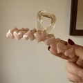 Pinza per capelli in resina con cuori 3D rosa per acconciature eleganti e alla moda - Cuore Rosa (D-5716-1)