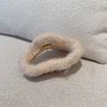 Plush heart shaped hair claw clip in beige faux fur for elegant women hair styling - Beige Cloud Shape (D-5650-8)