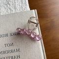 Pince à cheveux élégante de 8cm à dégradé violet avec perles rondes transparentes - Rose