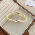 Pince à cheveux irrégulière élégante avec résine crème, perles et décor de cristaux - Nuage Irrégulier Strass Perle / Forme de Nuage (D-5108-2)