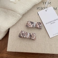 Pink tweed bow hair clips with pearls, elegant French style accessories for women - Pink
