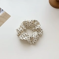 Elegante elastico in tessuto crema a pois neri con una morbida trama in cotone - Pois Crema (Piccolo)