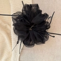 Elegante elastico in tulle nero con nastri per acconciature stile balletto - Nero
