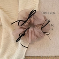 Elastico scrunchie in organza rosa con fiocchi neri per acconciature eleganti stile balletto - Cachi