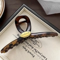 Pinza per capelli tartarugata con placca dorata handmade e molla in metallo resistente - Grande Molla per Capelli a Croce