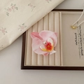 Elegante molletta per capelli orchidea rosa sfumata con perla in vassoio di legno - Rosa Sfumato