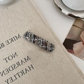 Elegant rectangle hair clip wrapped in black white and brown tweed fabric for women - Black White Brown Plaid Rectangle (D-5101-5)