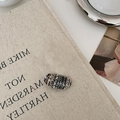 Elegant oval tweed hair clip with black and white woven pattern for women - Black White Brown Plaid Oval (D-5101-6)