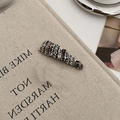 Sweet tweed fabric hair clip in black and white knit pattern for a vintage look - Black White Red Plaid Triangle (D-5101-7)