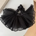 Eleganter schwarzer Plissee-Haargummi aus Chiffon mit Rüschenrand für Zopffrisuren - Schwarz Haarseil (D-5744-4)