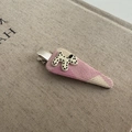 Polka dot puppy hair clip featuring pink checkered fabric and resin puppy detail - Pink Triangle (D-5731-6)