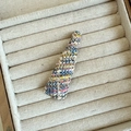Sweet multi-color tweed woven fabric triangle hair clip with elegant fringe styling - Colorful Mixed Triangle (D-5101-12)