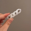Fermaglio per capelli retrò in acrilico bianco traslucido con base in metallo - Bianco Riso (D-5818-2)
