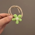 Lindo lazo para el cabello con flor verde y cuerda caqui de alta elasticidad para mujeres - Verde (D-5822-2)
