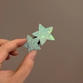 Vue détaillée de barrettes étoile à paillettes vert menthe au fini scintillant - Vert