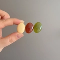 Close-up of three-color resin hair clip in beige, reddish-brown, and olive green shades - Beige Brown and Green Candy Color(D-5245-2)