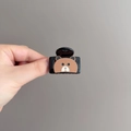 Mini-Haarklammer in Schwarz mit süßem braunem Bärenmotiv, ideal für tägliche Frisuren - Bär (D-5853-3)