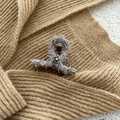 Luxury tweed claw clip with sparkling rhinestones and metal Love is Forever charm - Off-White