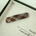 Fermaglio per capelli vintage in tessuto a quadri marroni con motivo classico - Plaid Caffè Rettangolare