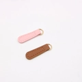 DIY leather phone case charms with gold D-rings in pink and brown with neat stitching - Coffee With Gold Buckle