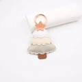 Creative multi-layer faux leather Christmas tree bag charm with gold metal keychain - Beige Multi-Layer Christmas Tree