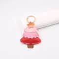 Detail of multi-layer leather Christmas tree bag charm with golden metal spring ring - Pink System Christmas Tree