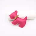 3D rose red leather dog bag charm with stitching detail and brown collar accessory - Rose Red