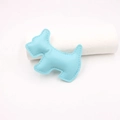 Detail of light blue leather puppy charm with white stitching for bags and keyrings - Light Blue