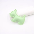 Detail of light green leather Scottish Terrier charm with decorative yellow stitching - Light Green