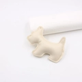 Detail of cream dog leather patch with stitching for bags and DIY crafts accessories - Off-white