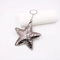 Detalle del llavero en forma de estrella de cuero sintético bronce con textura de serpiente - Pentagrama / Color gunmetal