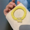 Coletero elástico amarillo brillante con etiqueta de carita sonriente y tela plisada - Amarillo (A-3038-1)
