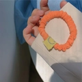 Coletero elástico naranja con etiqueta de cara sonriente para coletas y moños - Naranja (A-3038-3)