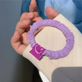 Coletero plisado morado con parche de cara sonriente para peinados de coleta alta - Púrpura Claro (A-3038-4)
