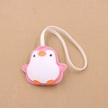 Colgante de bolso de pingüino rosa en cuero sintético con correa blanca fina - Rosa