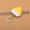 Creative yellow strawberry leather car keychain with white dots and silver metal ring - Yellow