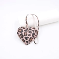 Pink leopard print heart leather bag charm with matching strap and stitched edge detail - Pink